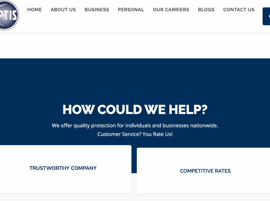 Screenshot of the Usptis website